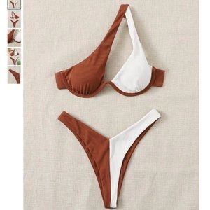 Two Tone Rib Underwire Bikini Swimsuit